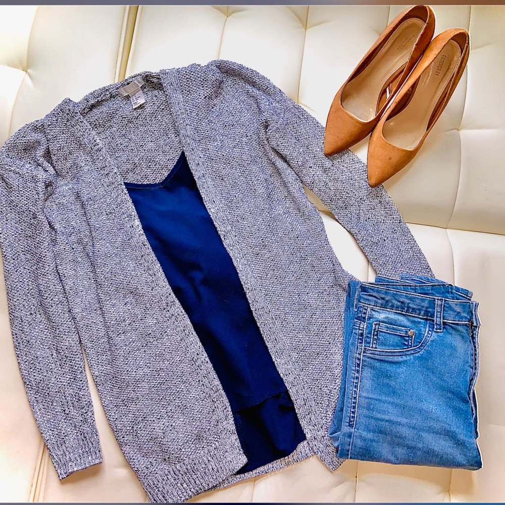 Black and white pullover cardigan